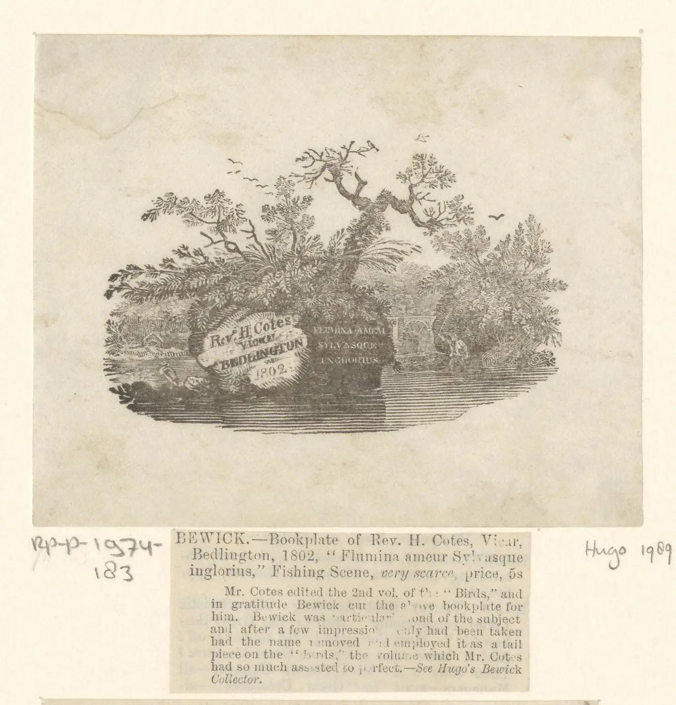 Ex libris van H. Cotes by Thomas Bewick
