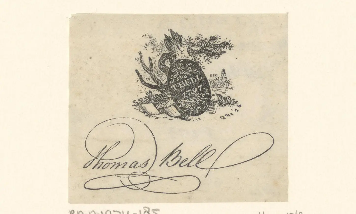 Ex libris van Thomas Bell by Thomas Bewick