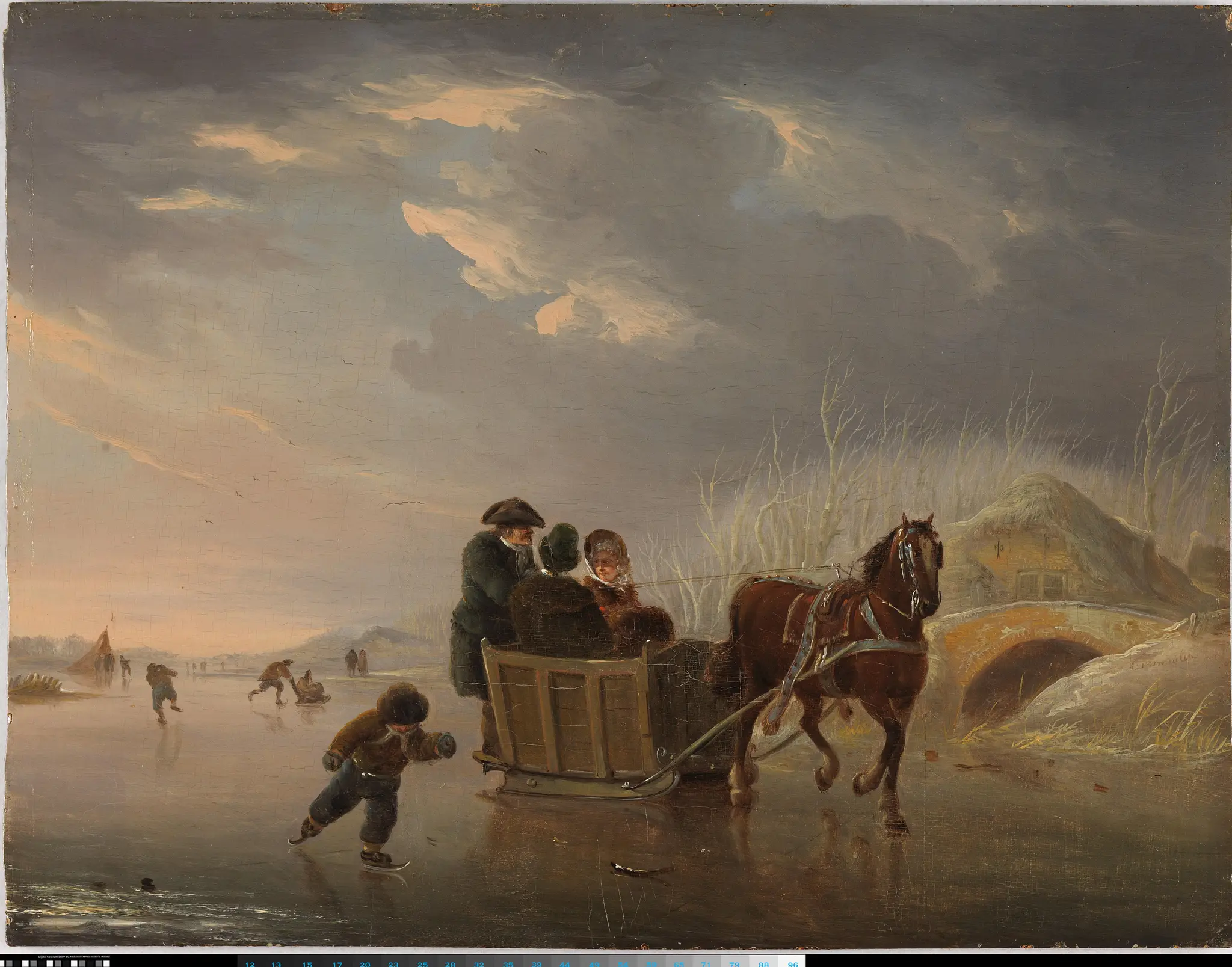 Winter Scene (Horse-Sleigh on the Ice) by Andries Vermeulen