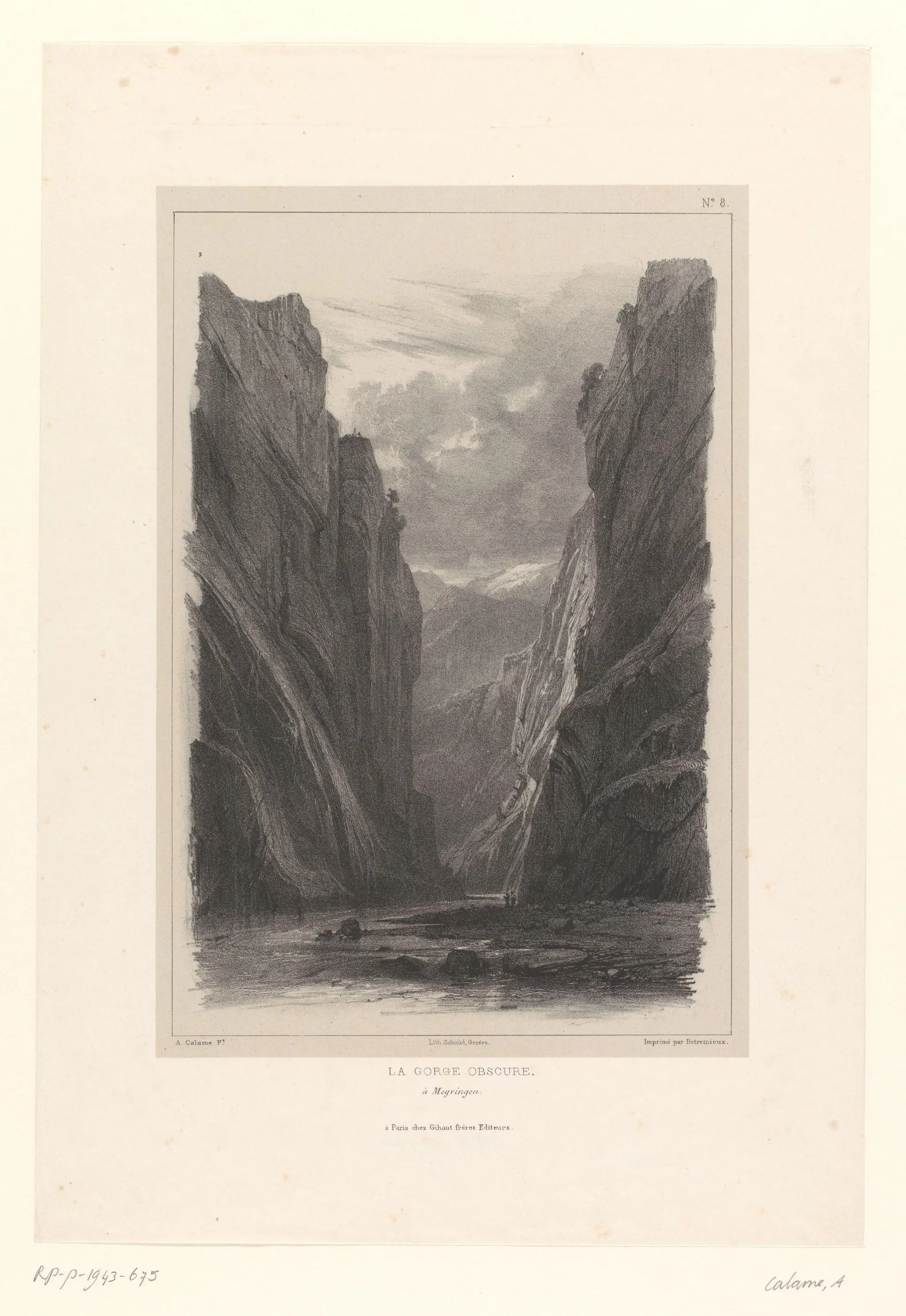 La gorge obscure à Meyringen by Alexandre Calame