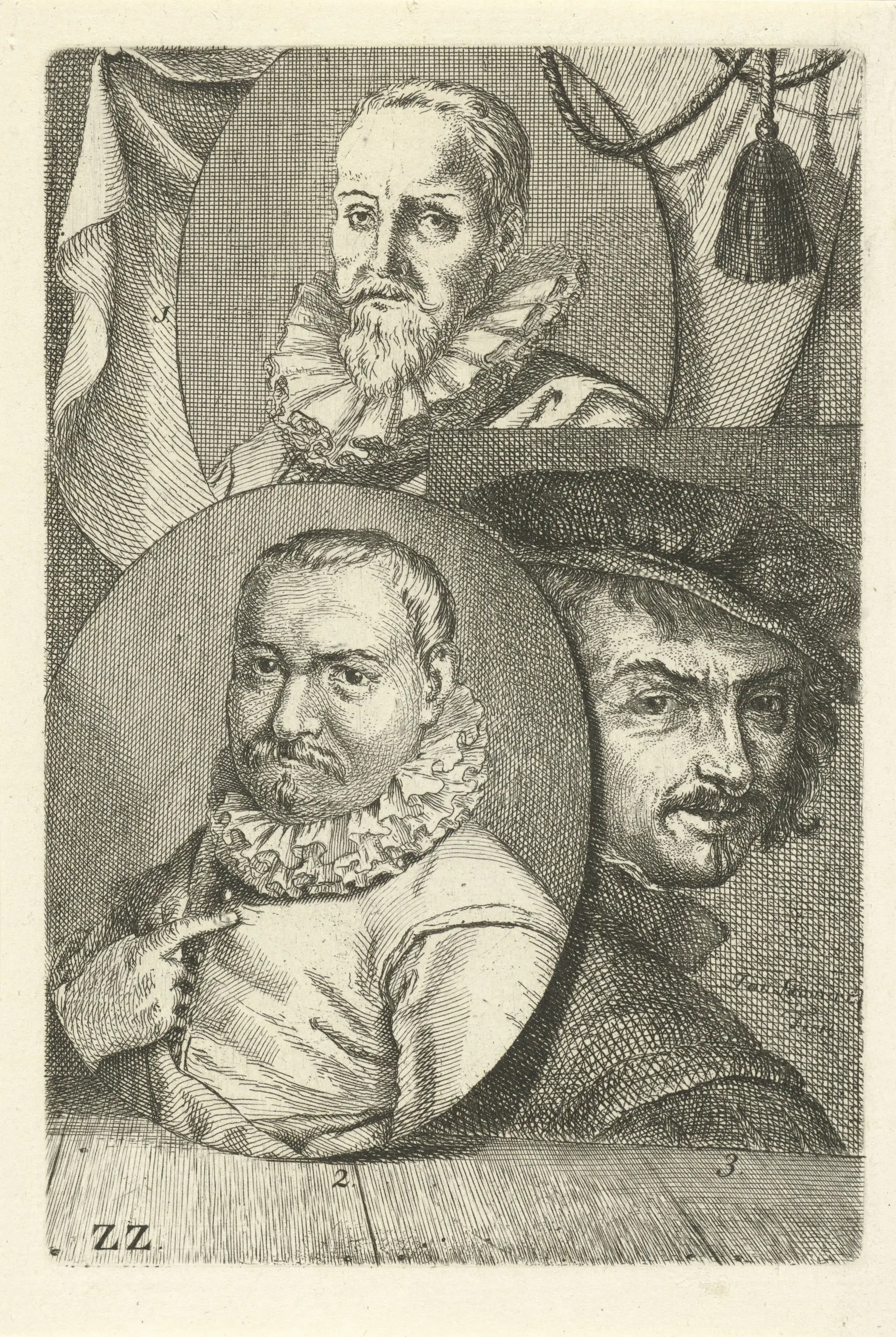 Portretten van Aart Jansz. Druyvestein, Roelant Savery en Frans Hals by Unknown artist