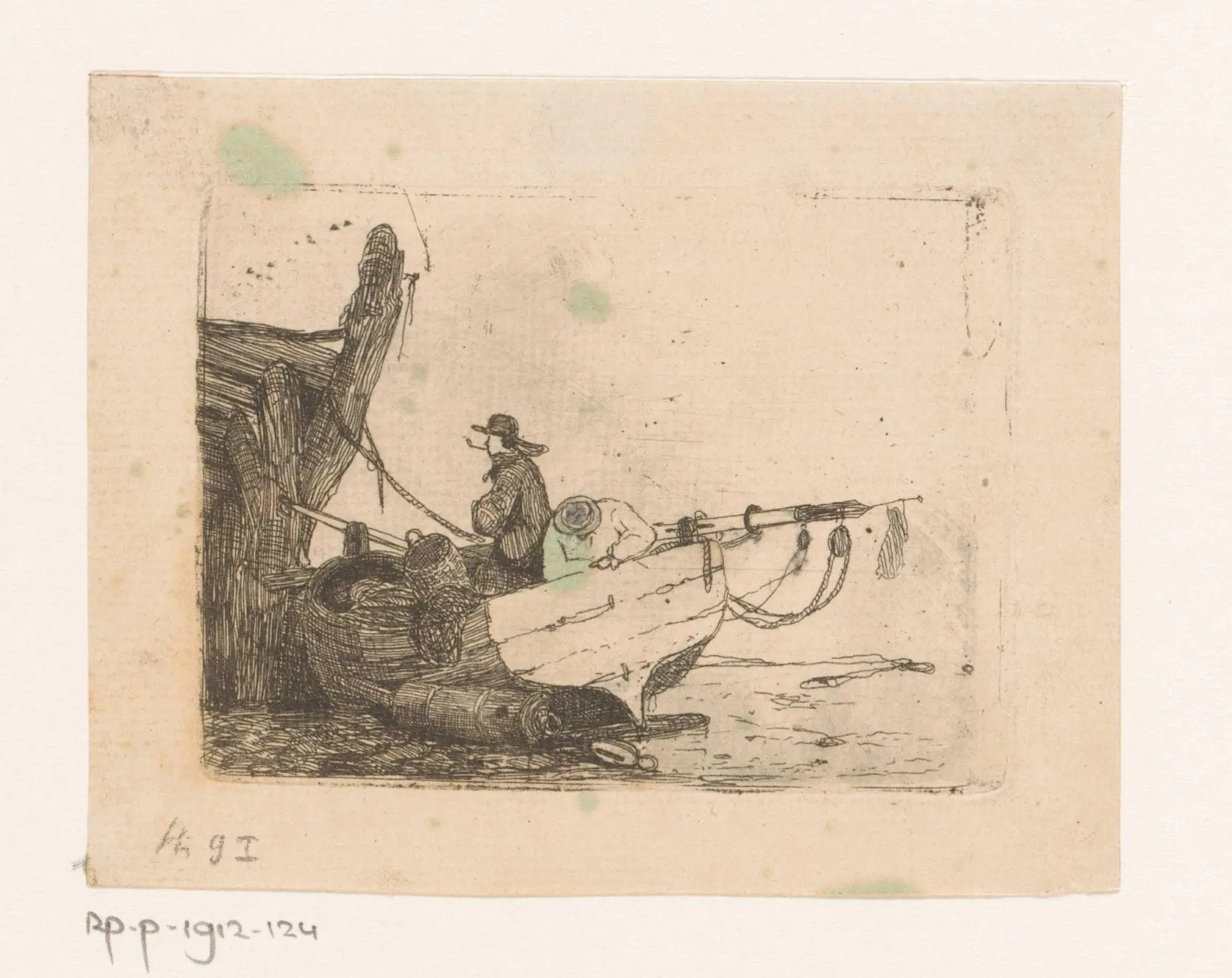 Twee mannen in een sloep by Egidius Linnig