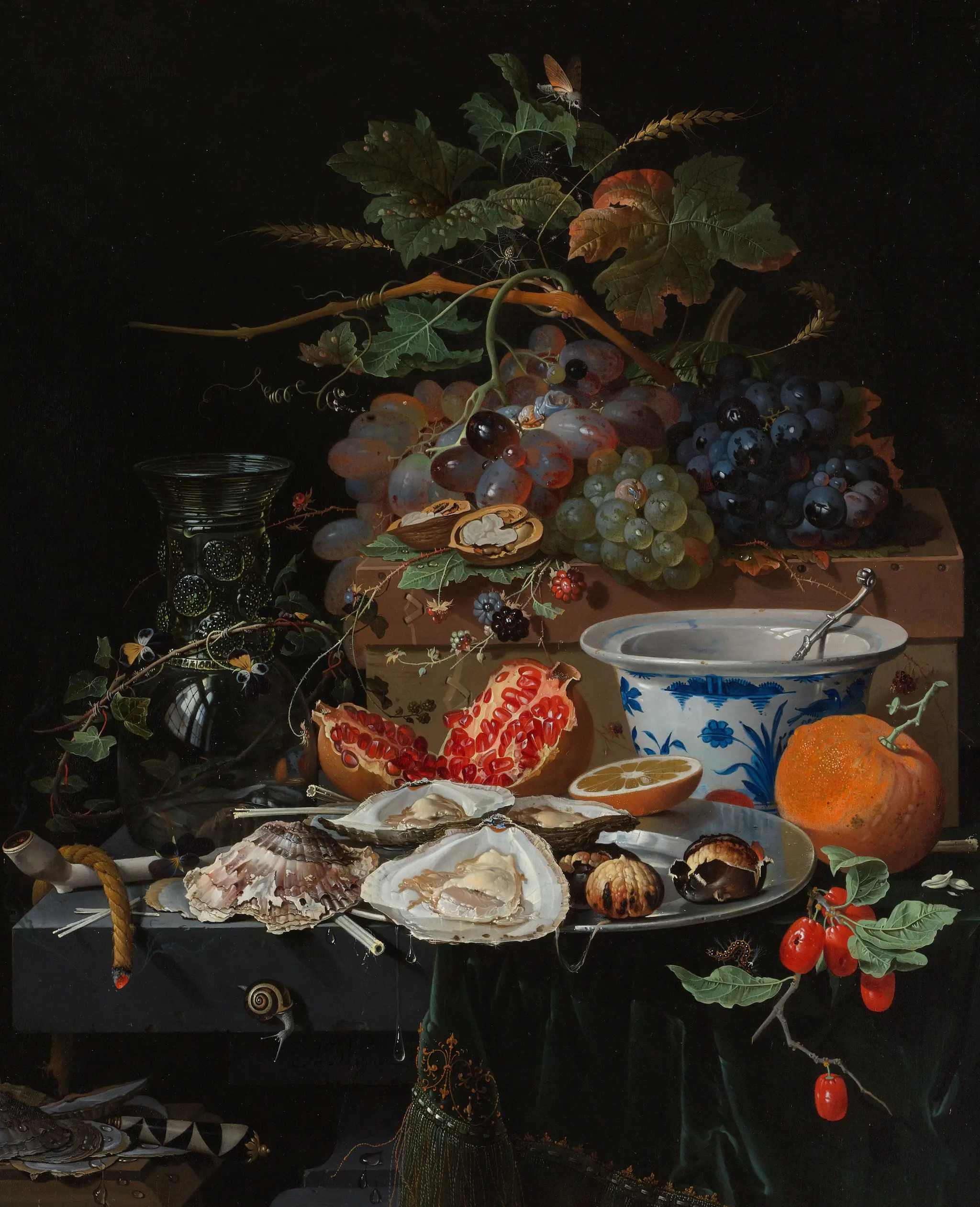 Still Life with Fruit, Oysters, and a Porcelain Bowl by Unknown artist