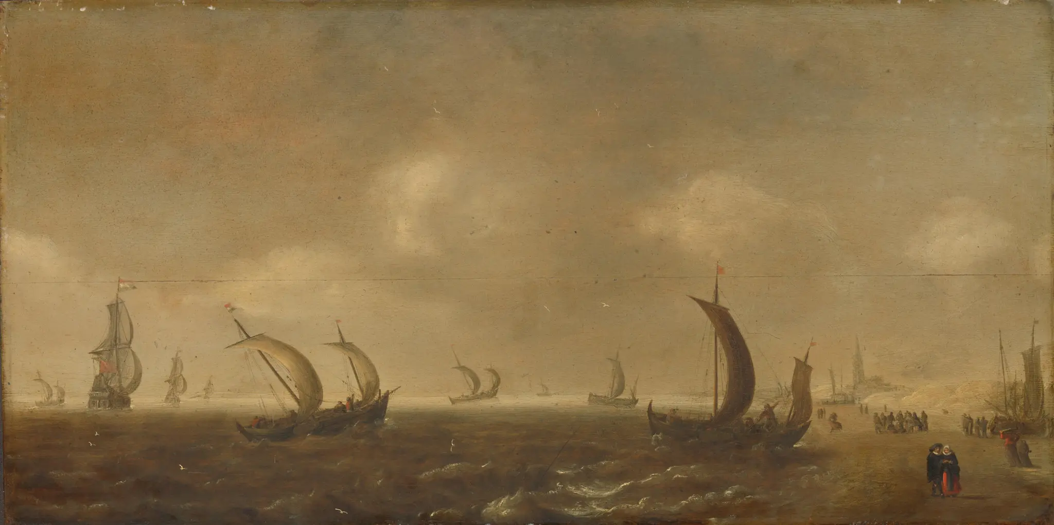 Seascape on the Beach at Scheveningen by Willem van Diest