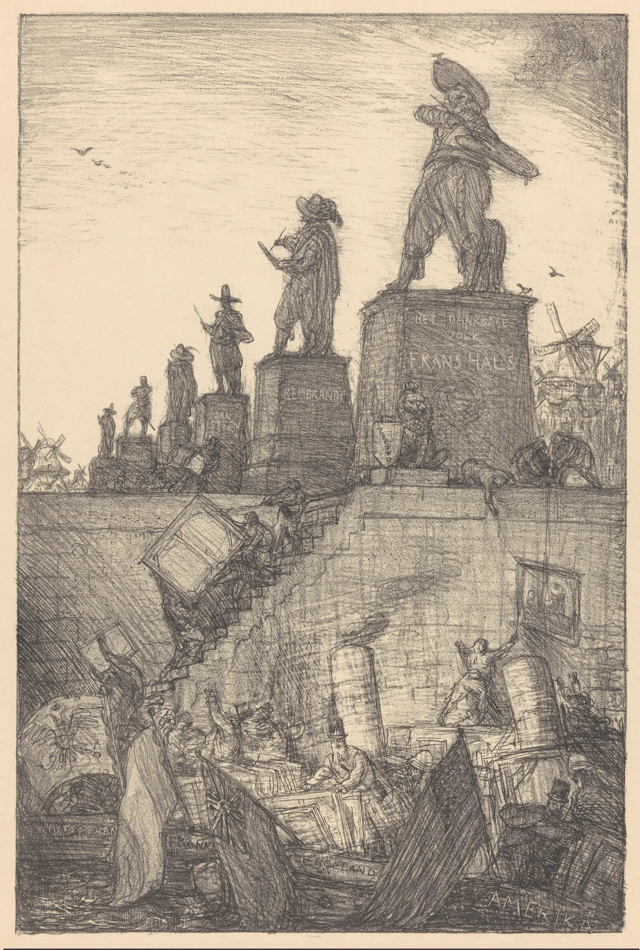 Een standbeeld voor Frans Hals by Marius Bauer