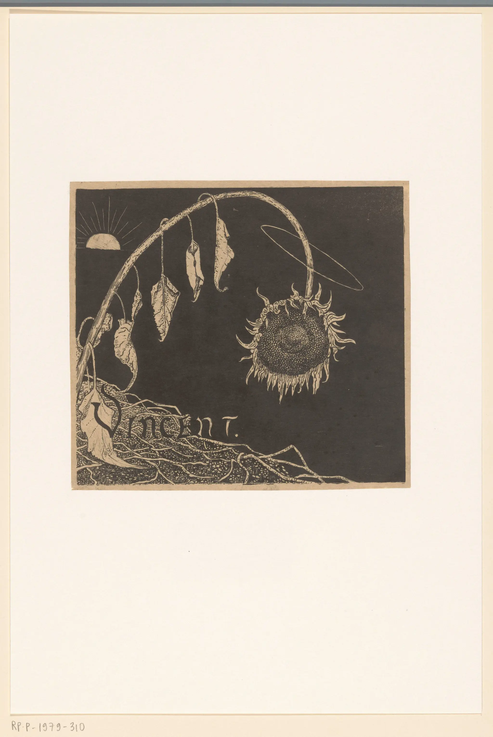 Omslagontwerp voor: Richard Roland Holst, Tentoonstelling der nagelaten werken van Vincent Van Gogh, 1892 by Richard Nicolaüs Roland Holst