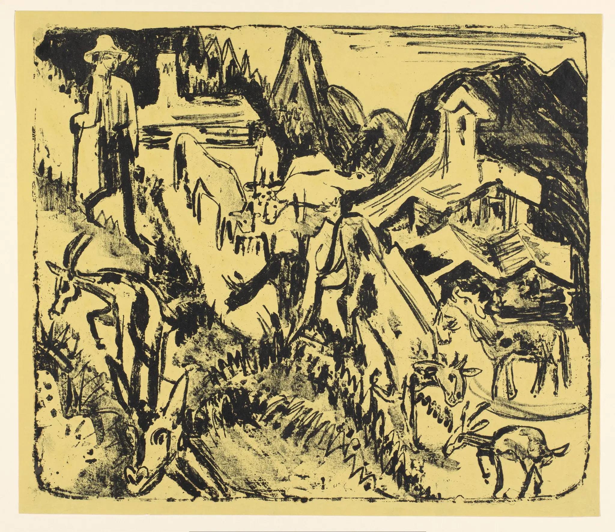 Geitenhoeder met zijn kudde in de bergen by Ernst Ludwig Kirchner