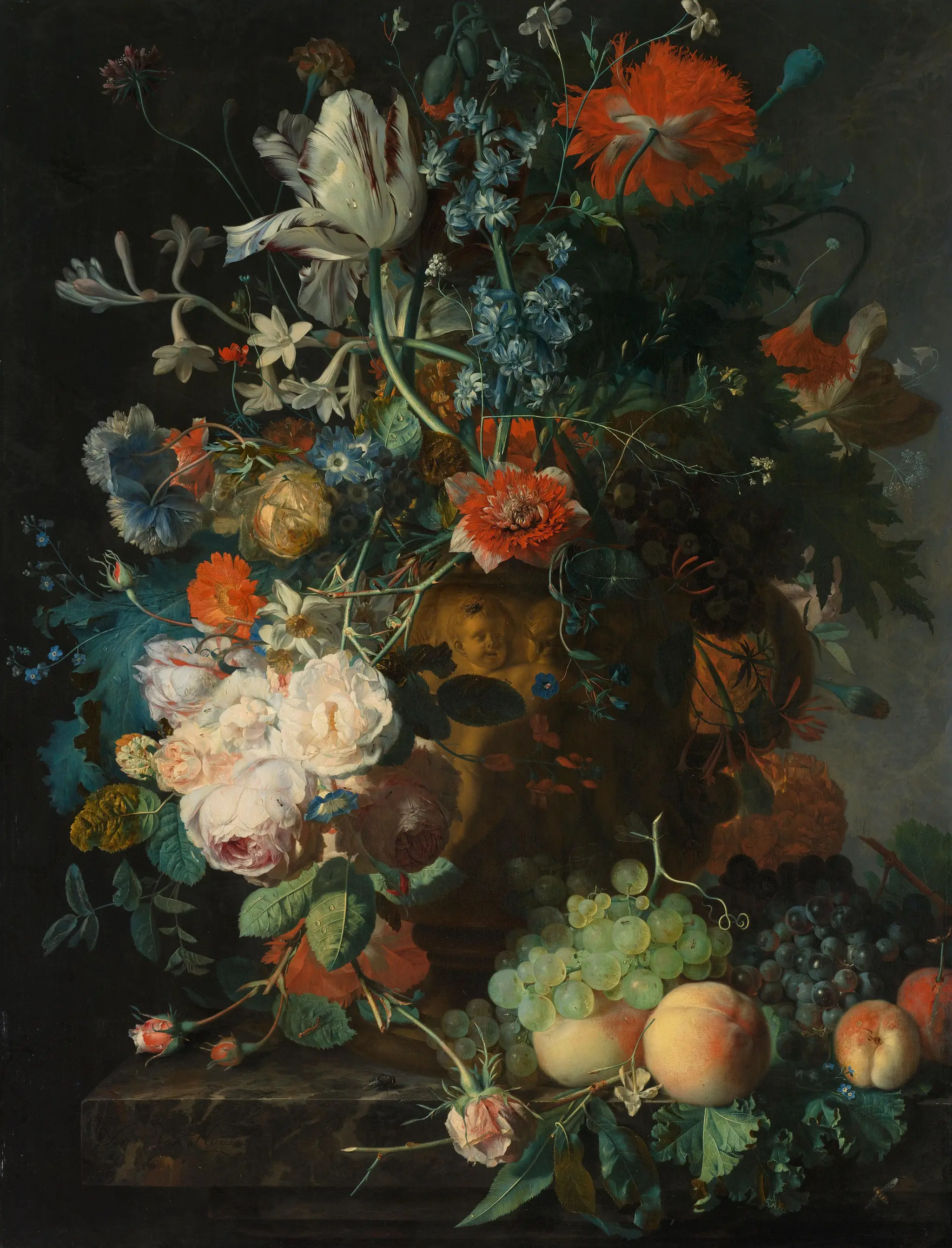 Still Life with Flowers and Fruit by Jan van Huysum