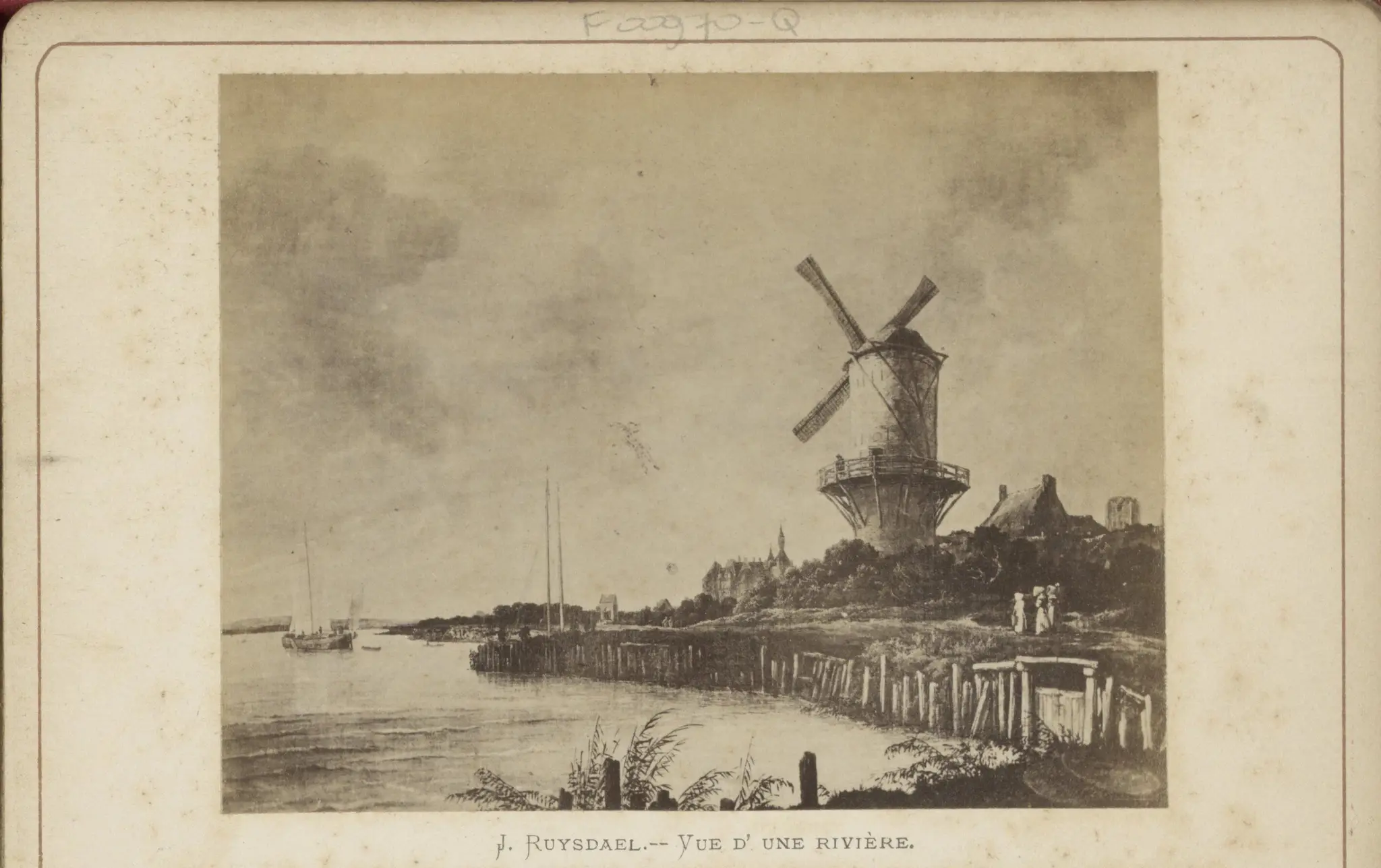 Fotoreproductie van (vermoedelijk) een prent van De molen bij Wijk bij Duurstede van Jacob Isaacksz. van Ruisdael by Unknown artist