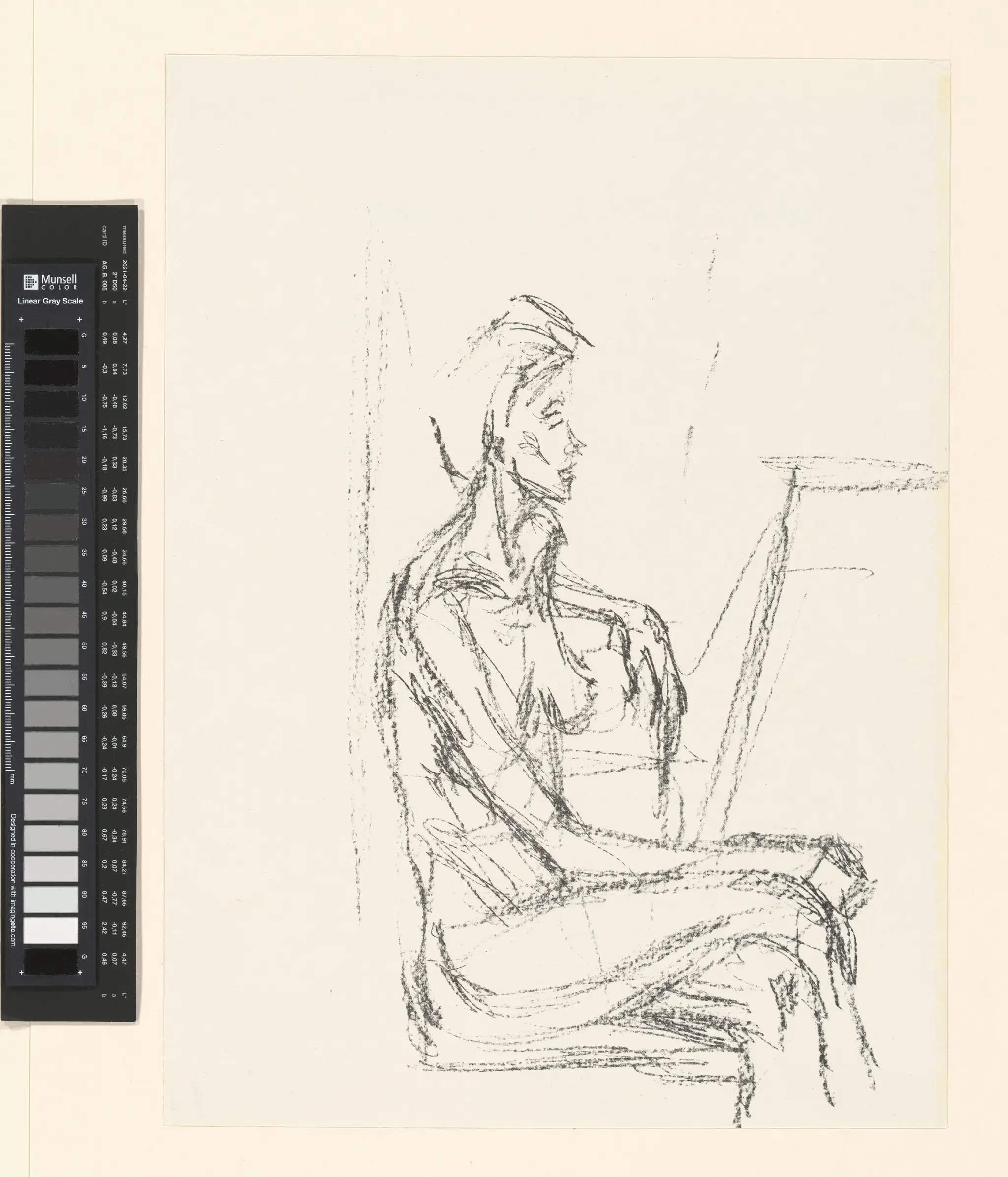 Zittend vrouwelijk naakt naar rechts by Alberto Giacometti