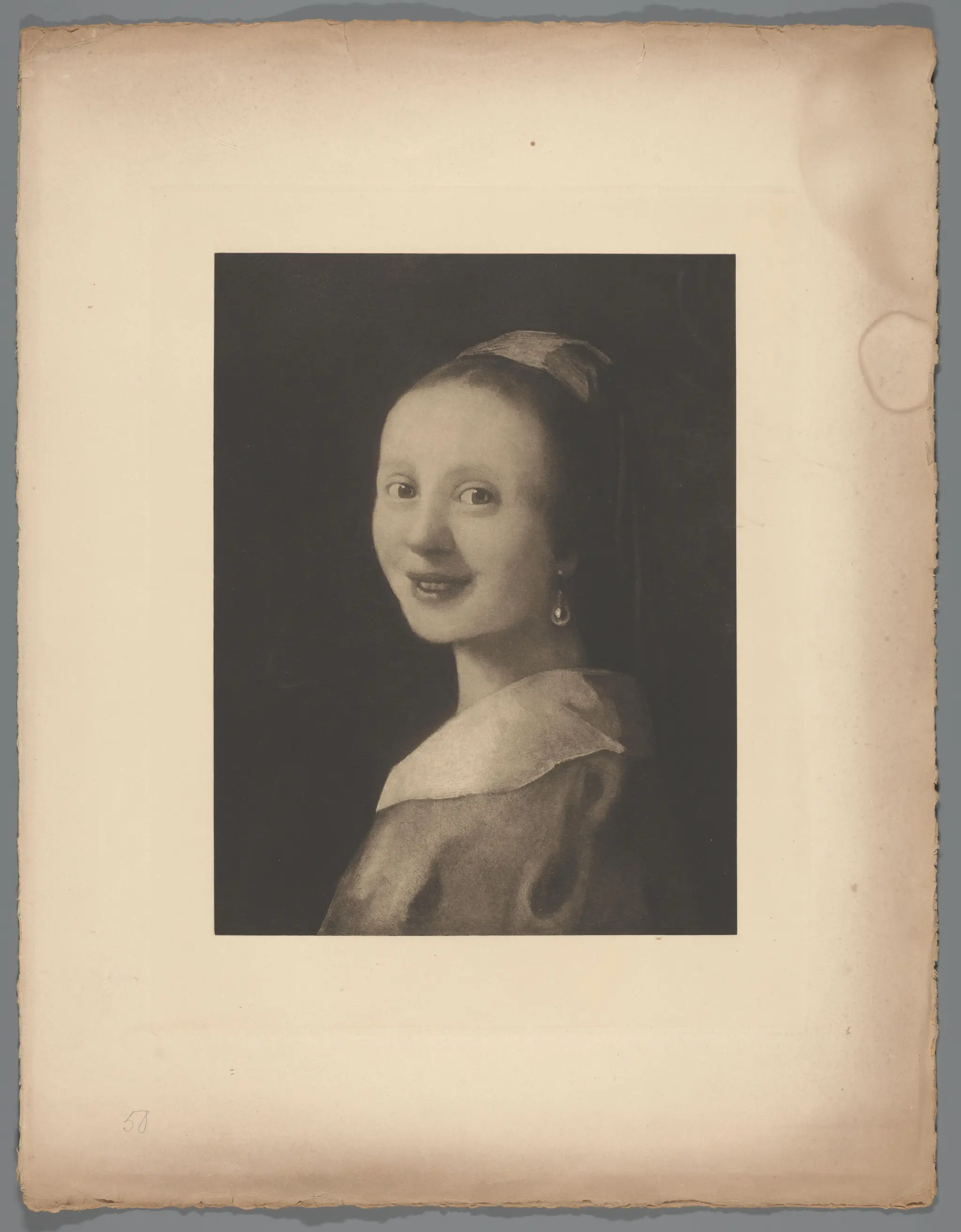 Reproductie van het schilderij Lachend meisje door een imitator van Johannes Vermeer by anonymous