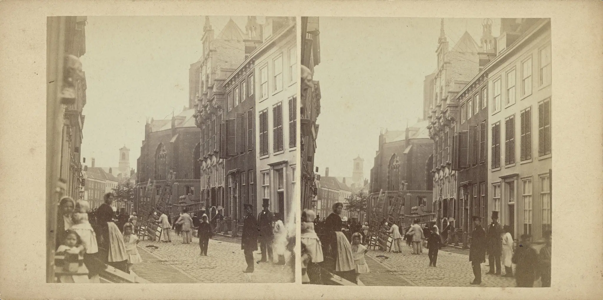 View of the Dagelijkse Groenmarkt with the City Hall and the Jacobskerk in The Hague by anonymous