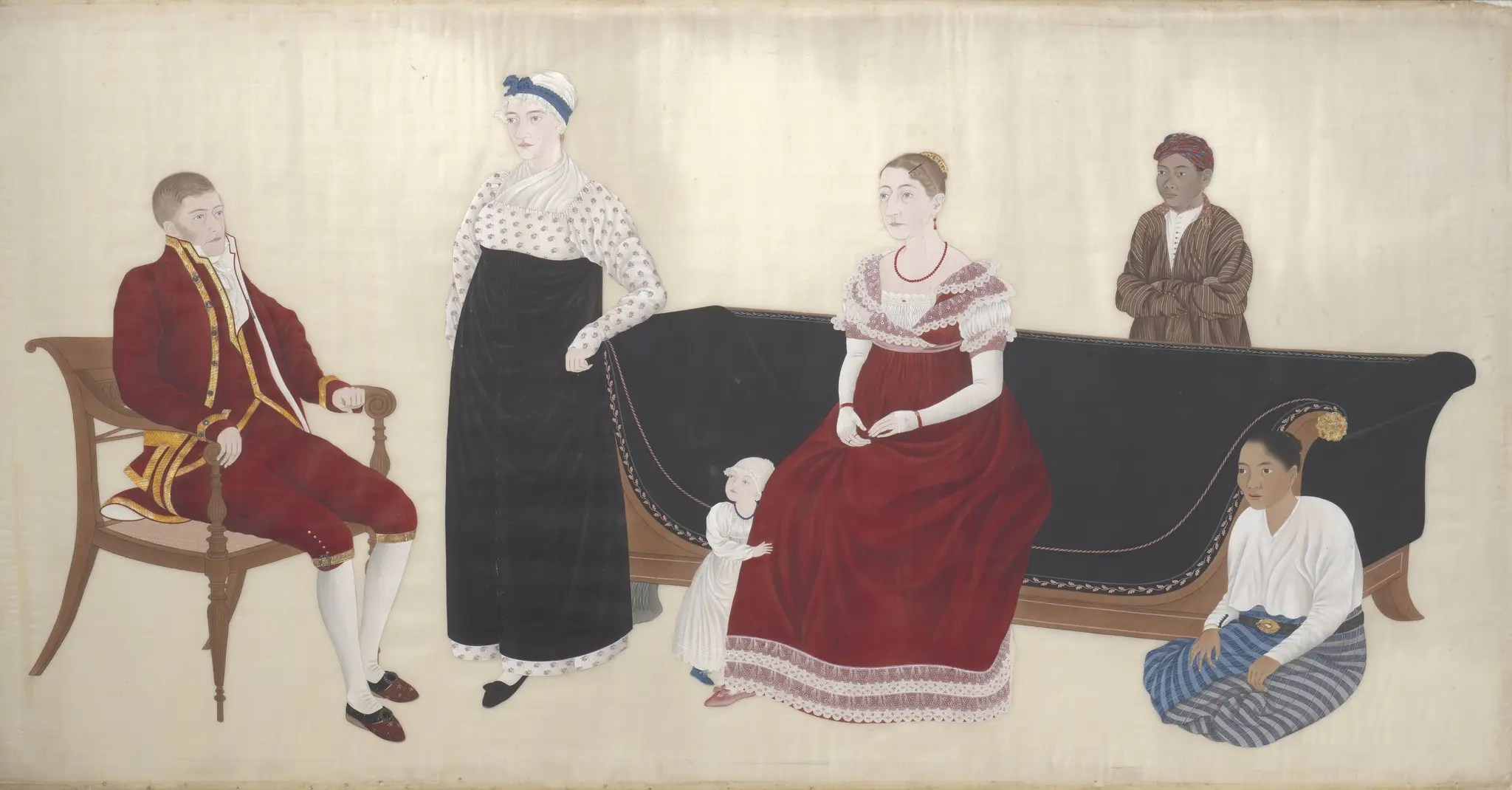 Portrait of the Cock Blomhoff Family, their Wetnurse and two Enslaved Servants by Unknown artist