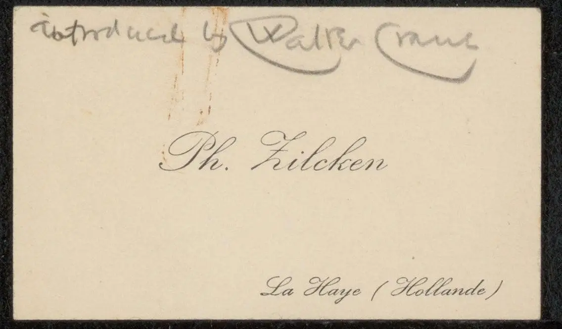 Visitekaartje aan Philip Zilcken by Walter Crane
