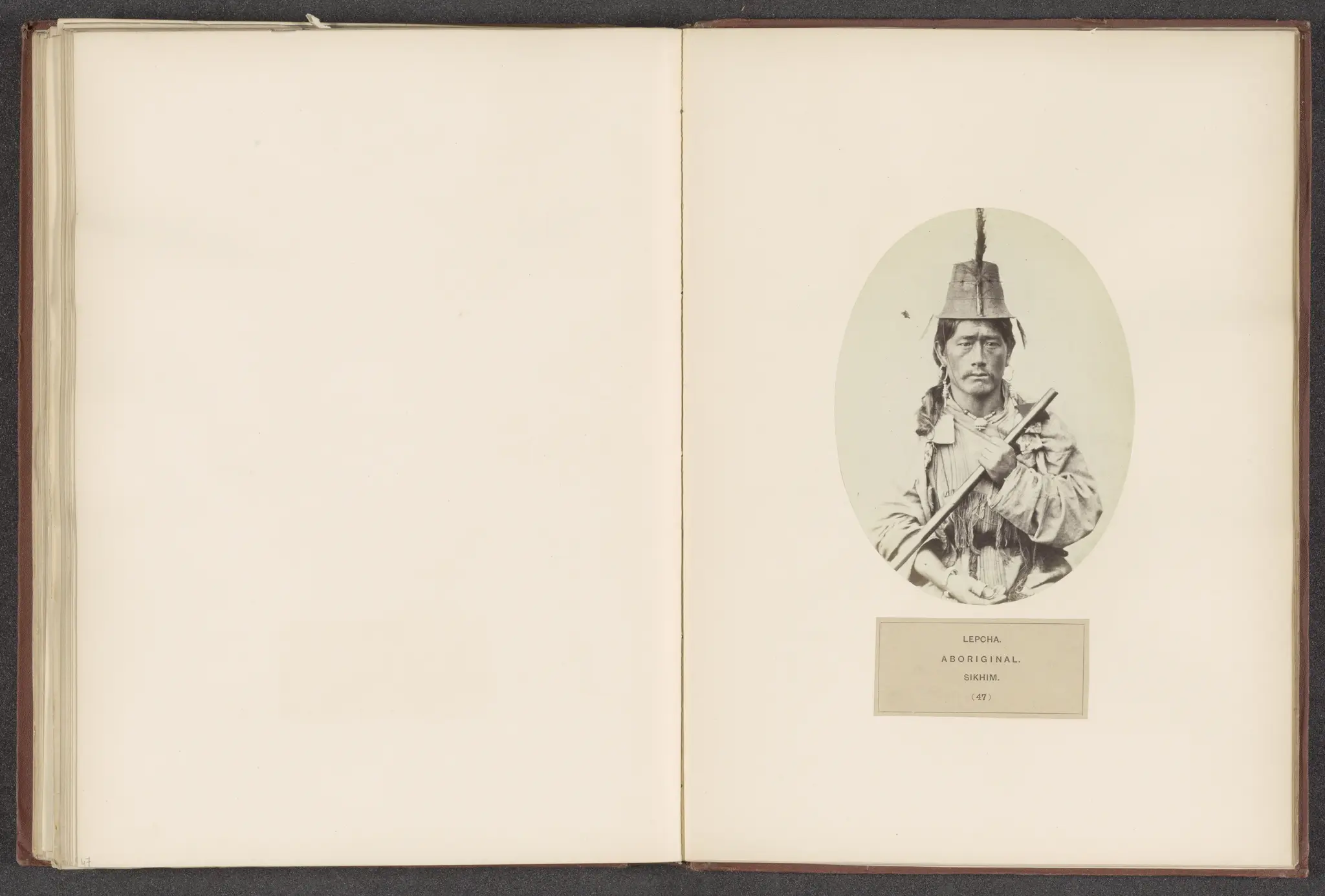 Portrait of an unknown man with a weapon from the Lepcha community of Sikkim by Unknown artist