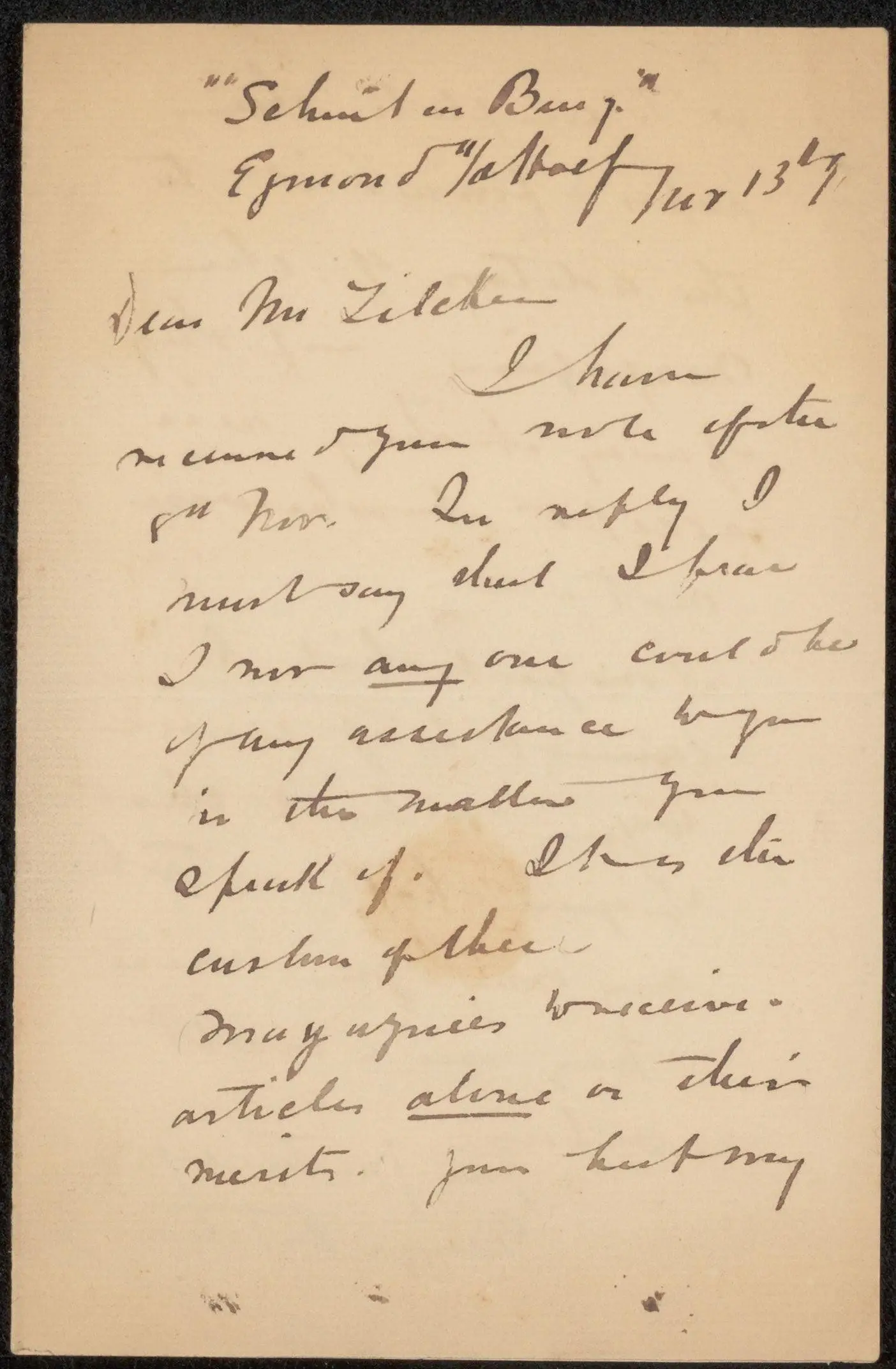 Brief aan Philip Zilcken by George Hitchcock