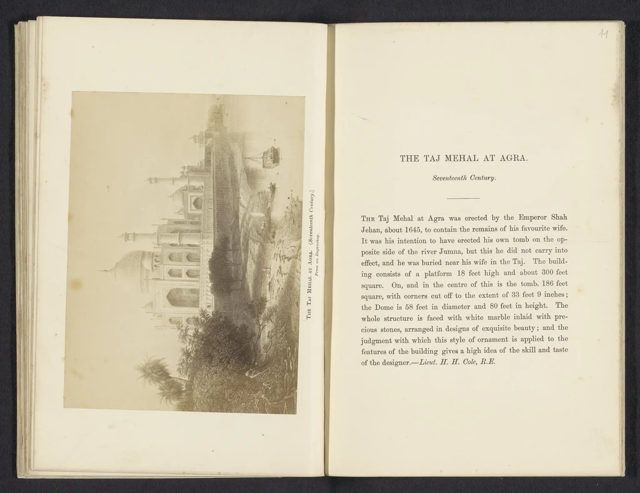 Photo reproduction of an etching, depicting a view of the Taj Mahal in Agra, Uttar Pradesh, India by anonymous