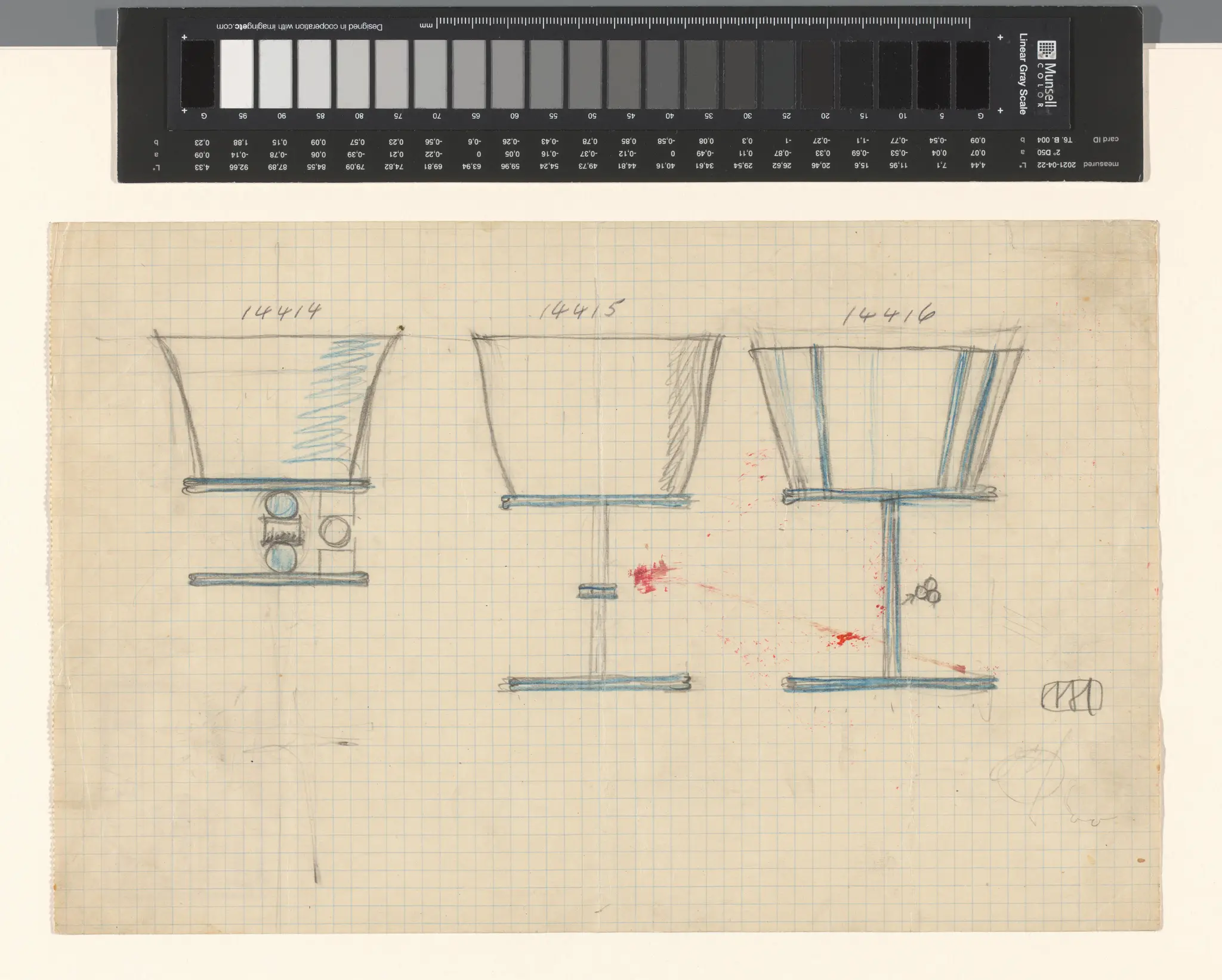 Ontwerptekening voor glazen by Josef Hoffmann
