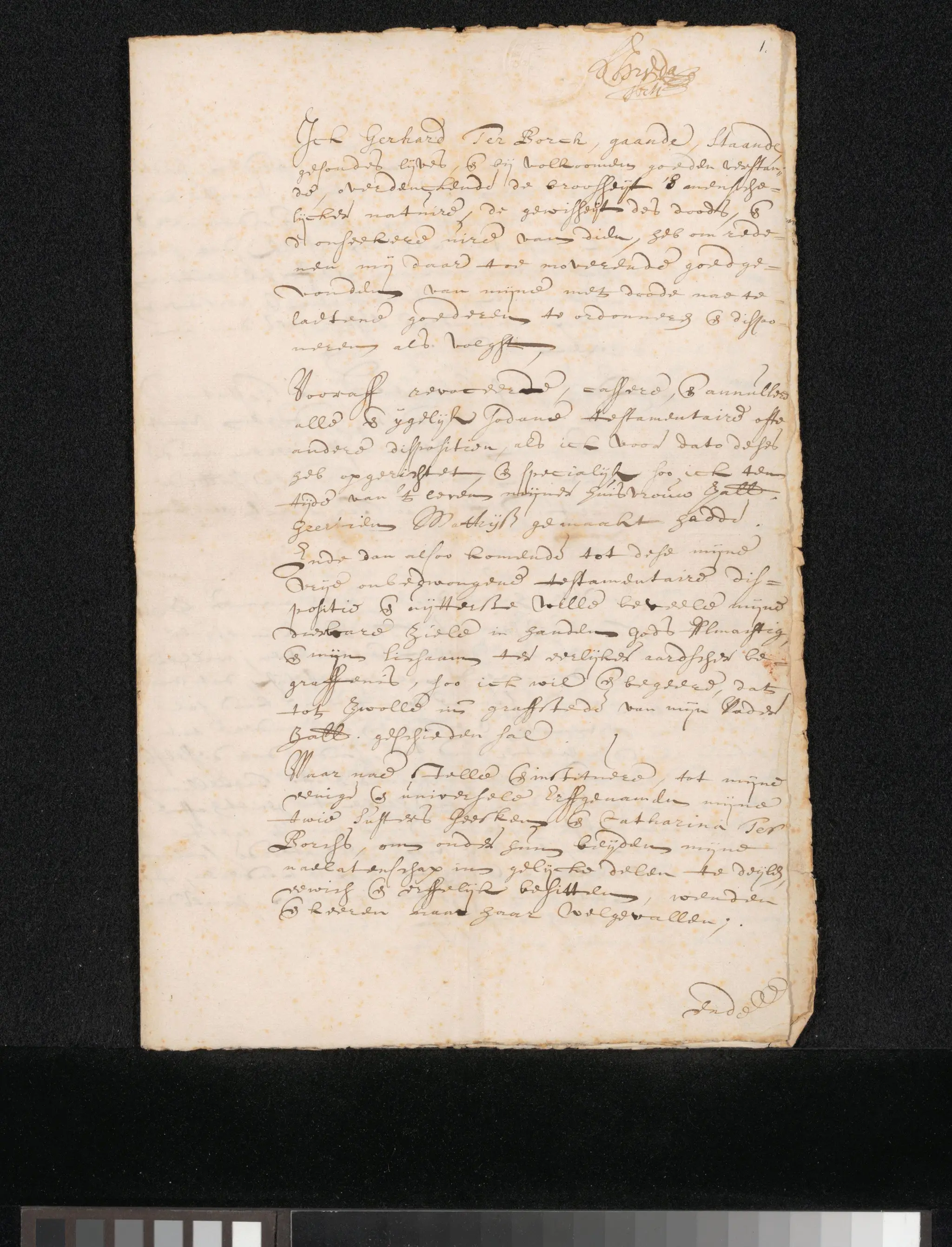 Testament van Gerard ter Borch (II) by Gerard ter Borch (II)