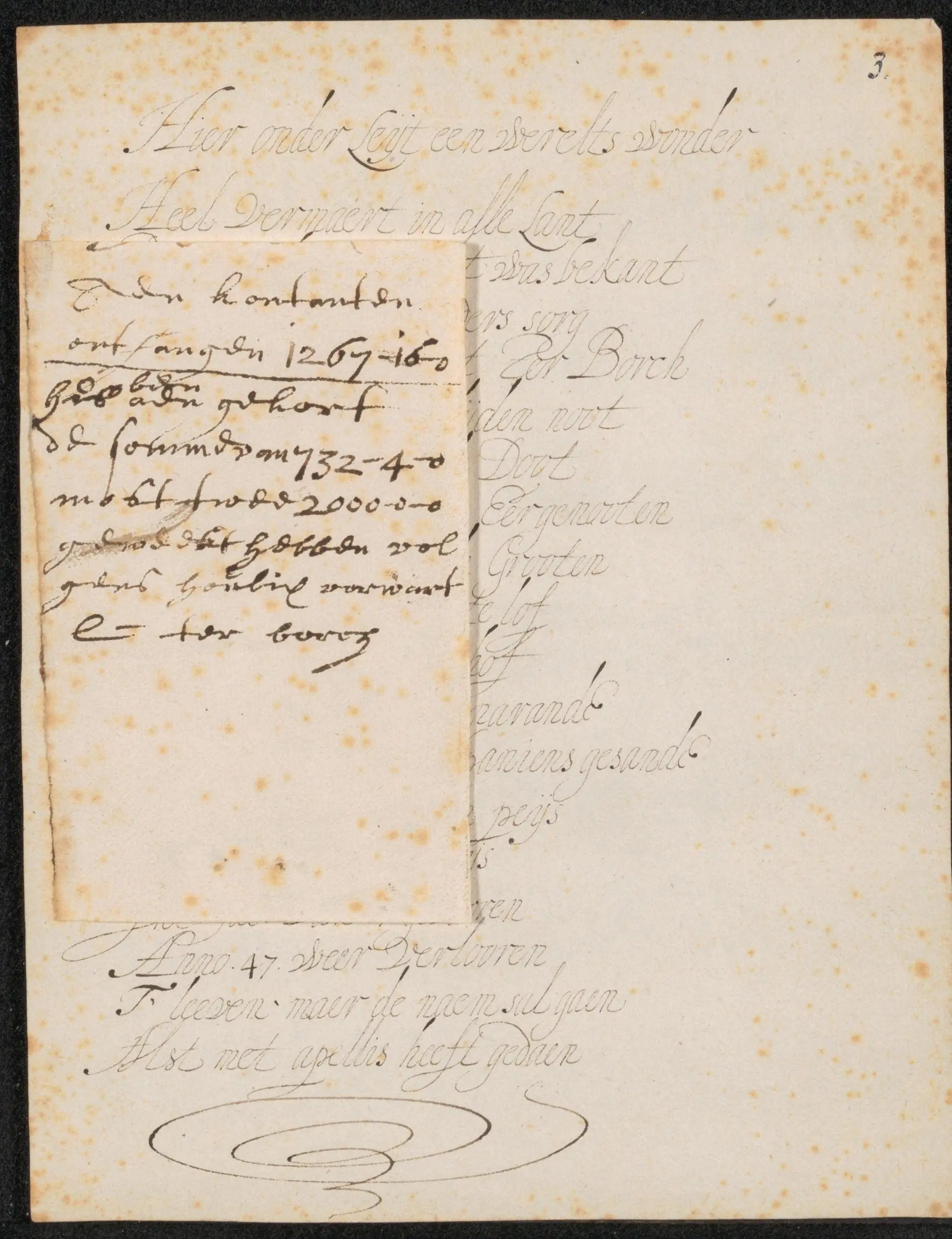 Grafschrift voor Gerard ter Borch (II) en document betreffende Gerard ter Borch (II) by Catharina ter Borch