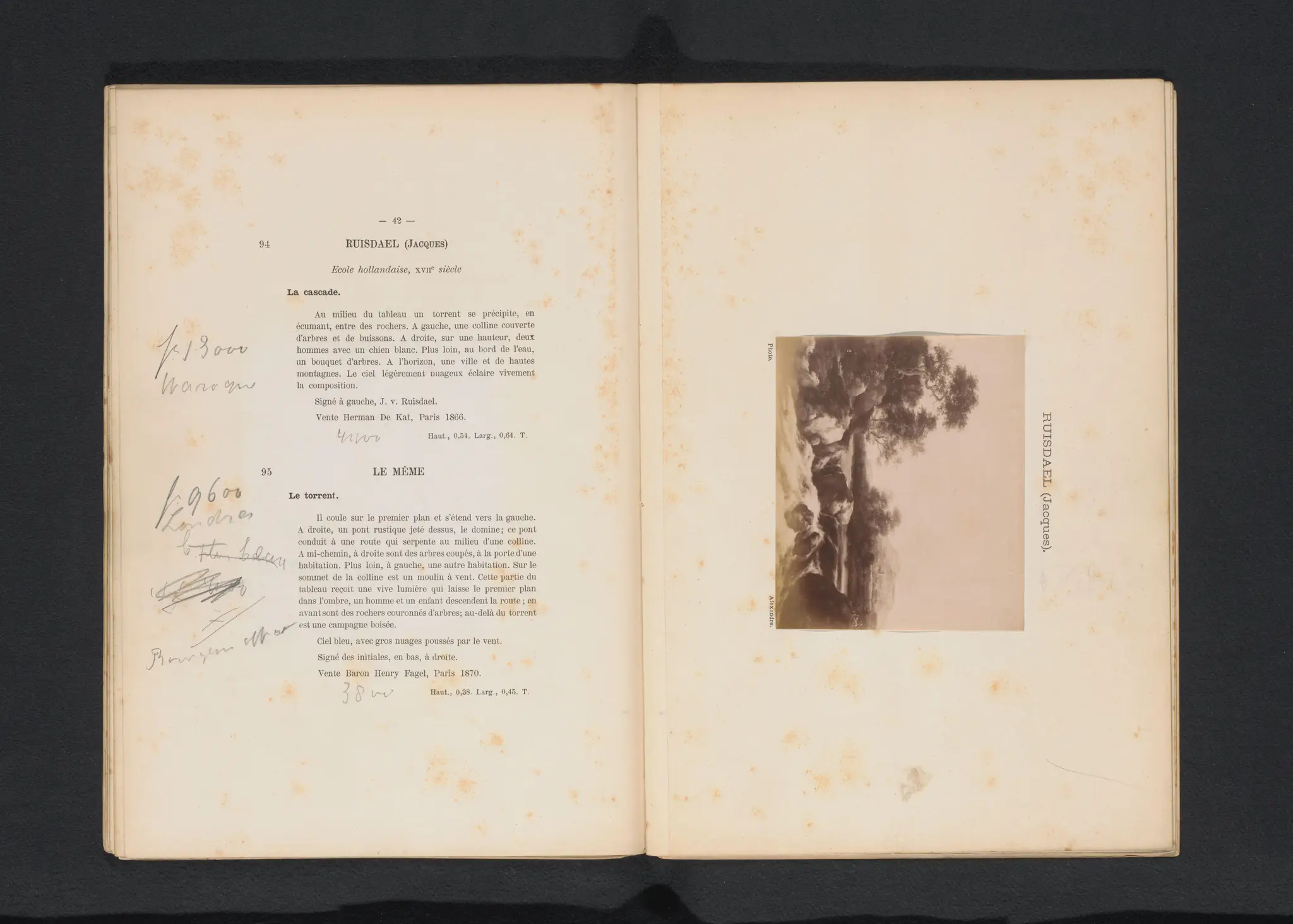 Fotoreproductie van een schilderij van een landschap met waterpartij door Jacob Isaaksz. van Ruisdael by Unknown artist