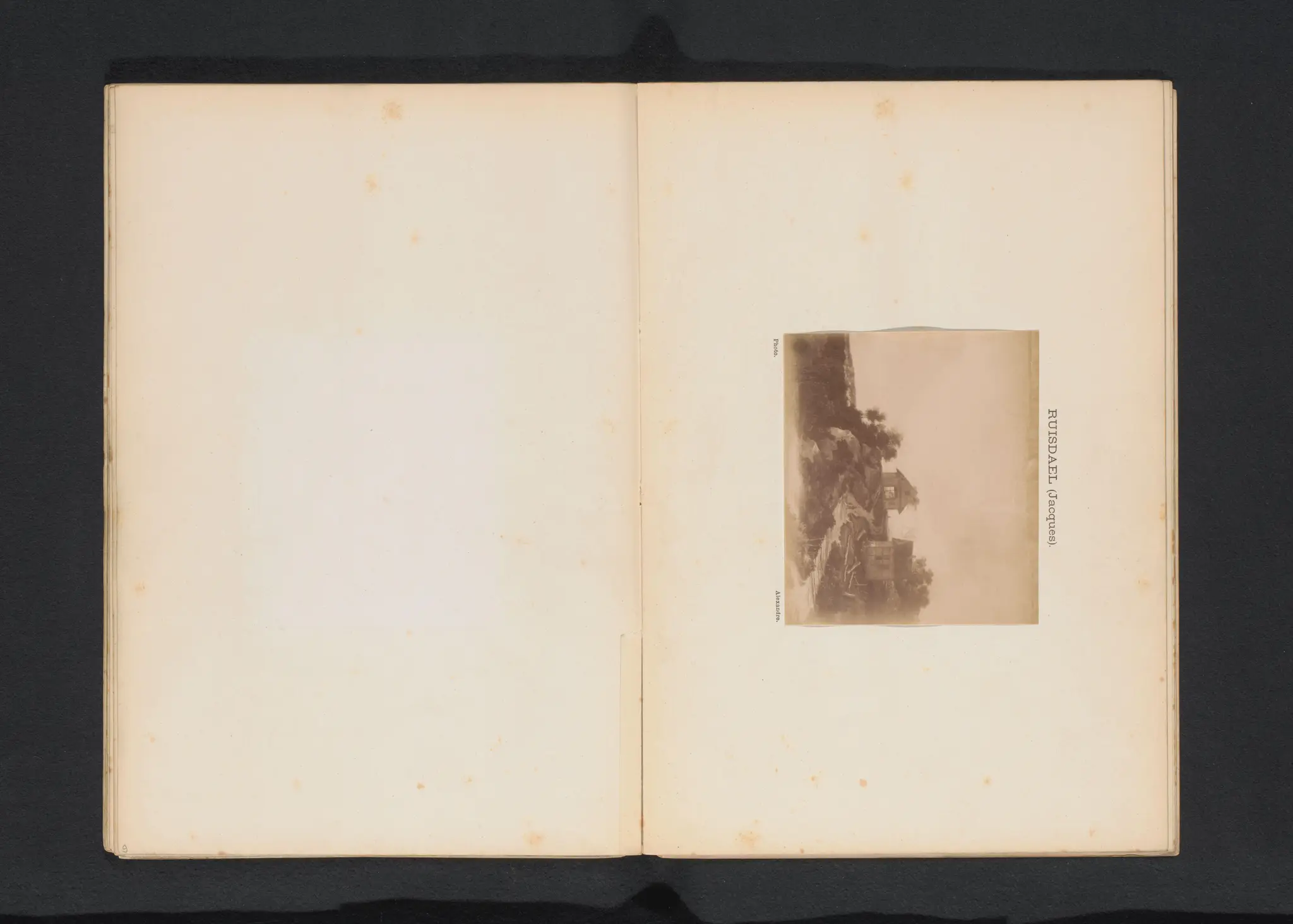 Fotoreproductie van een schilderij van een landschap met twee gebouwen door Jacob Isaaksz. van Ruisdael by Unknown artist