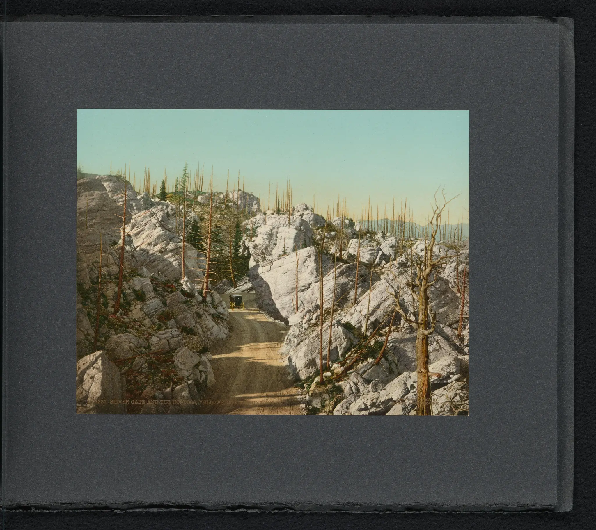 Gezicht op de Silver Gate oprit in Yellowstone National Park met gesteente lijkend op aardpiramides by William Henry Jackson