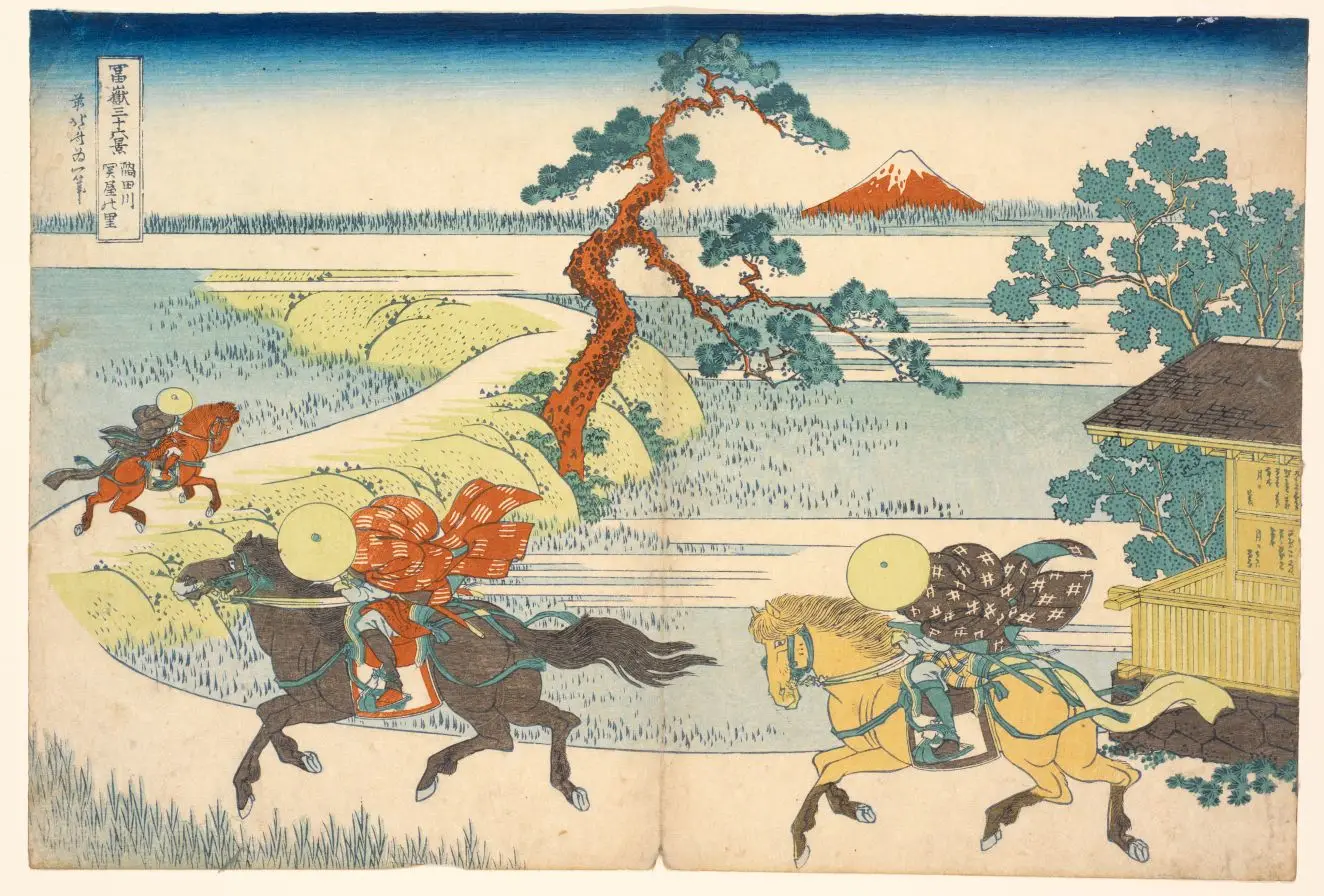 Sekiya village on the Sumida River (Sumidagawa sekiya no sato) by Katsushika Hokusai 葛飾北斎