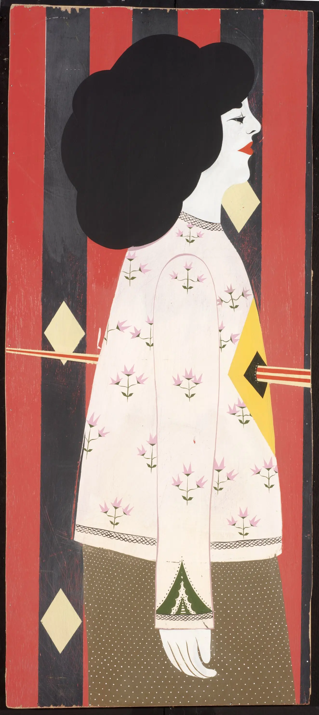 Untitled (lady with black hair and pink shirt) by Clare Rojas