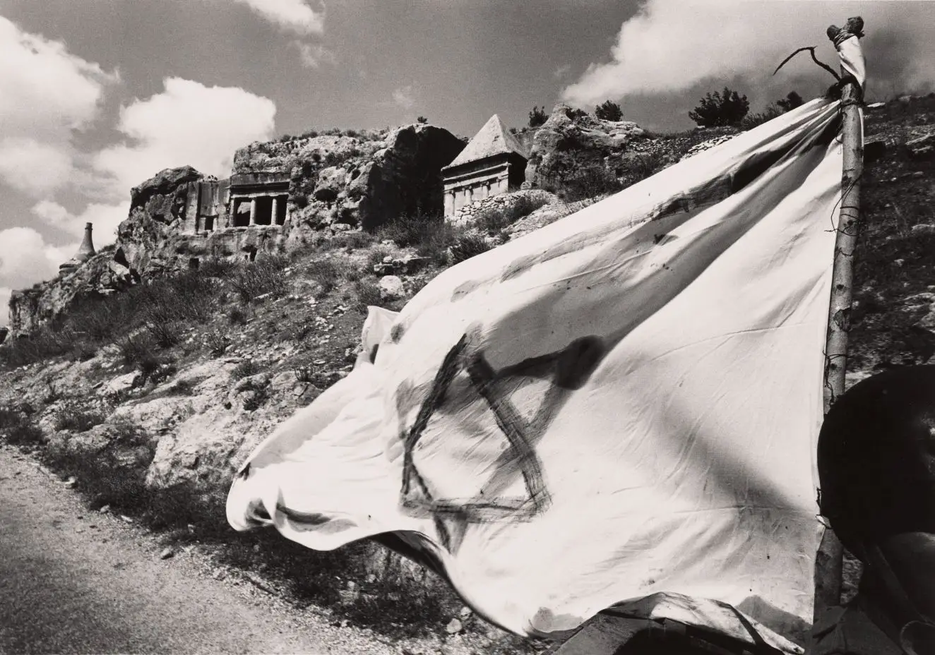 Untitled (Ruins and homemade Israeli flag) by Micha Bar-Am