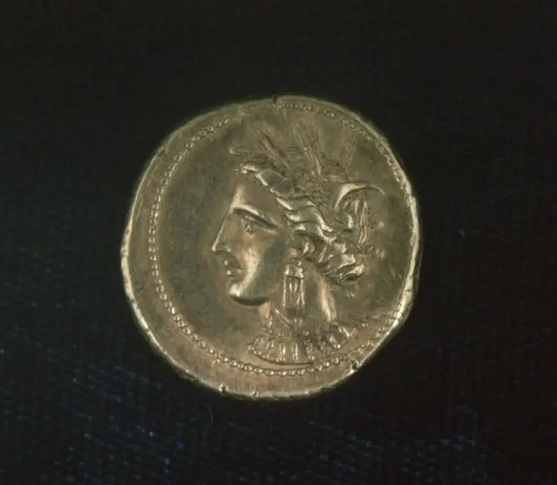 Stater with head of Tanit (obv.) and horse (rev.) by Greek, Carthage (modern Tunis)