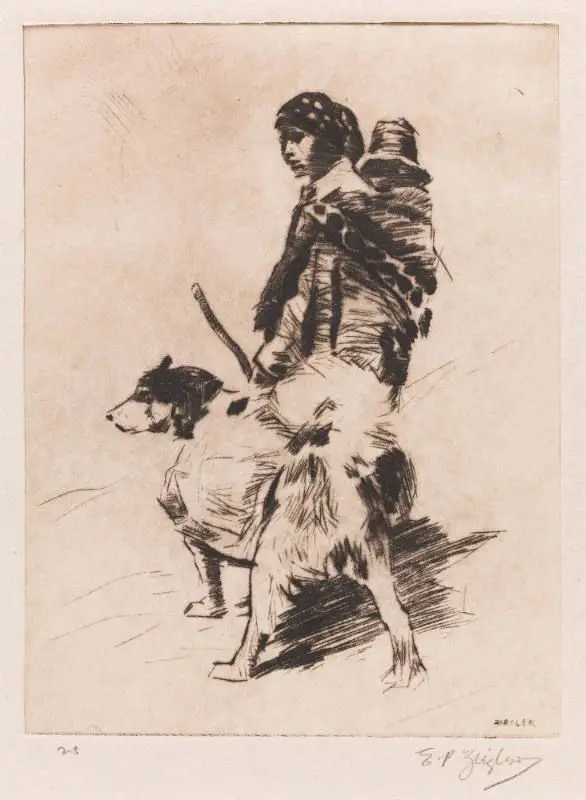 Native Girl and Dog by Eustace Ziegler