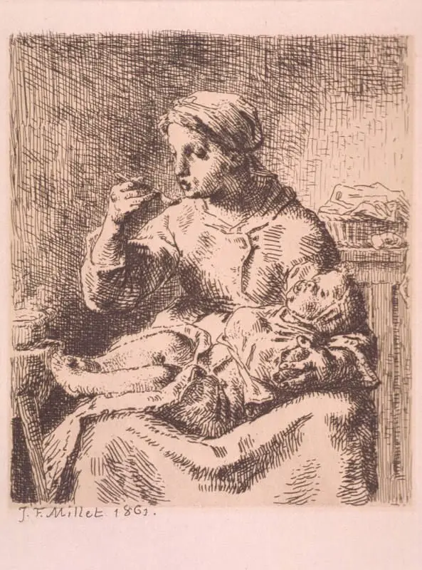 Woman Feeding a Child by Jean Francois Millet