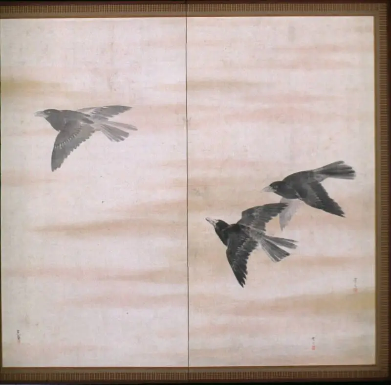 Three Crows by Matsumura Goshun