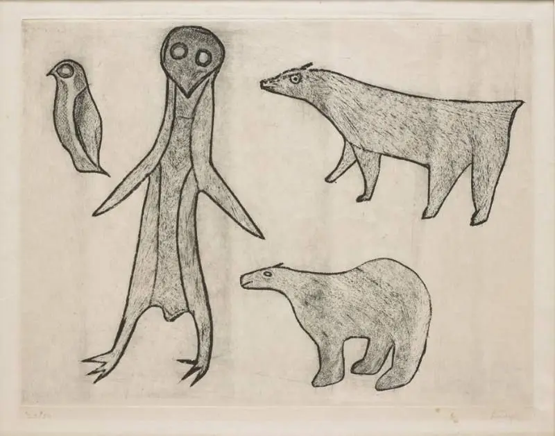 Man with two Bears & a Bird by Lucy
