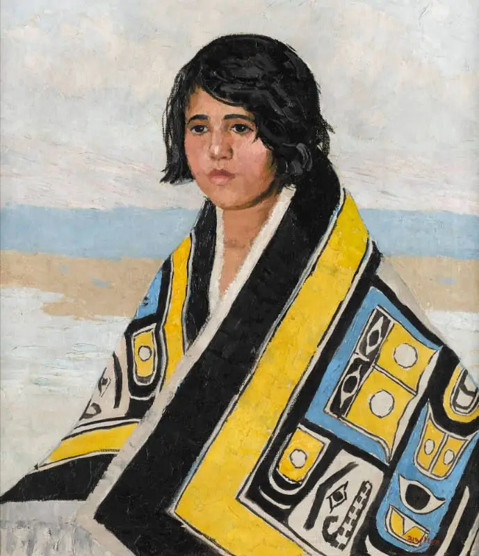 Tsimshian Girl with Chilcat Cloak by Eustace Ziegler