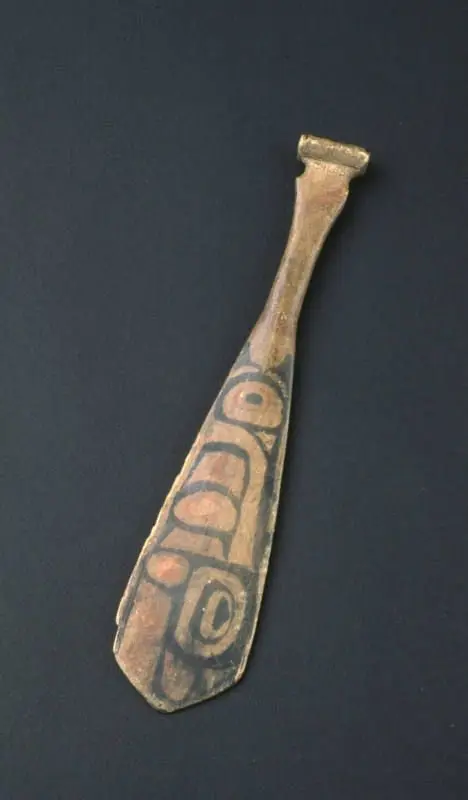 Model canoe paddle by Native American