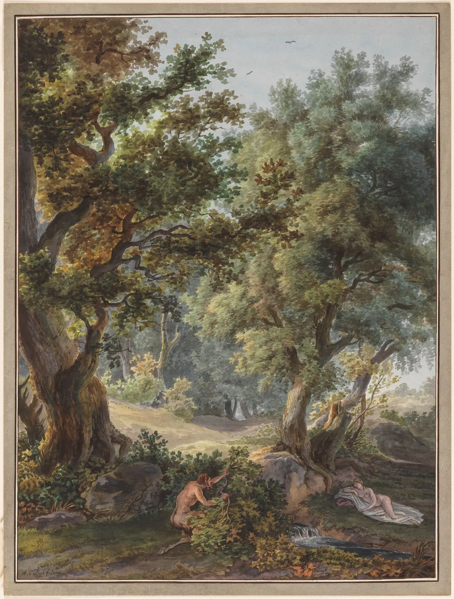 Landscape with a Sleeping Woman and a Faun by Albert Christoph Dies