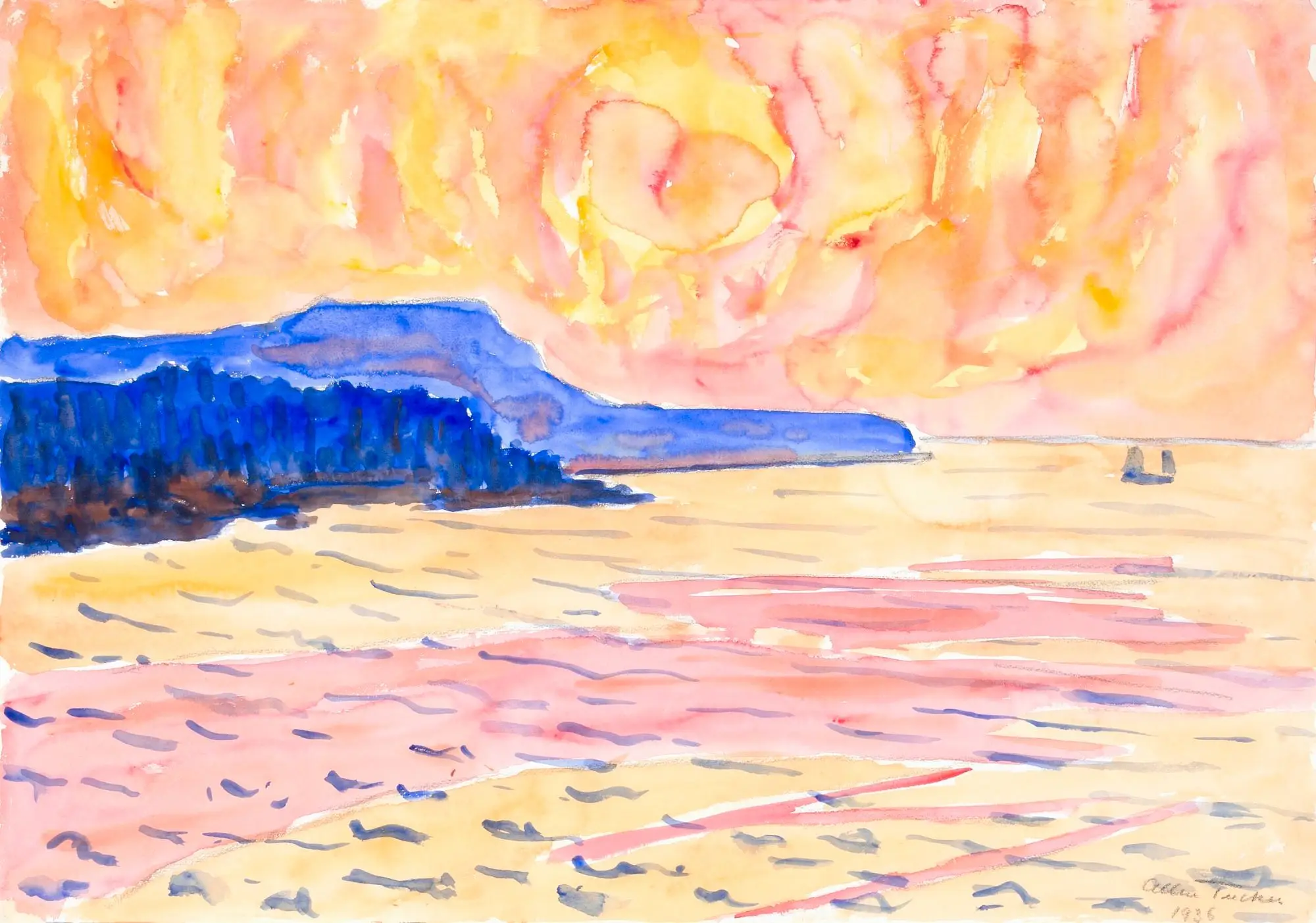 Watercolor no. 6, Blue Coast by Allen Tucker,