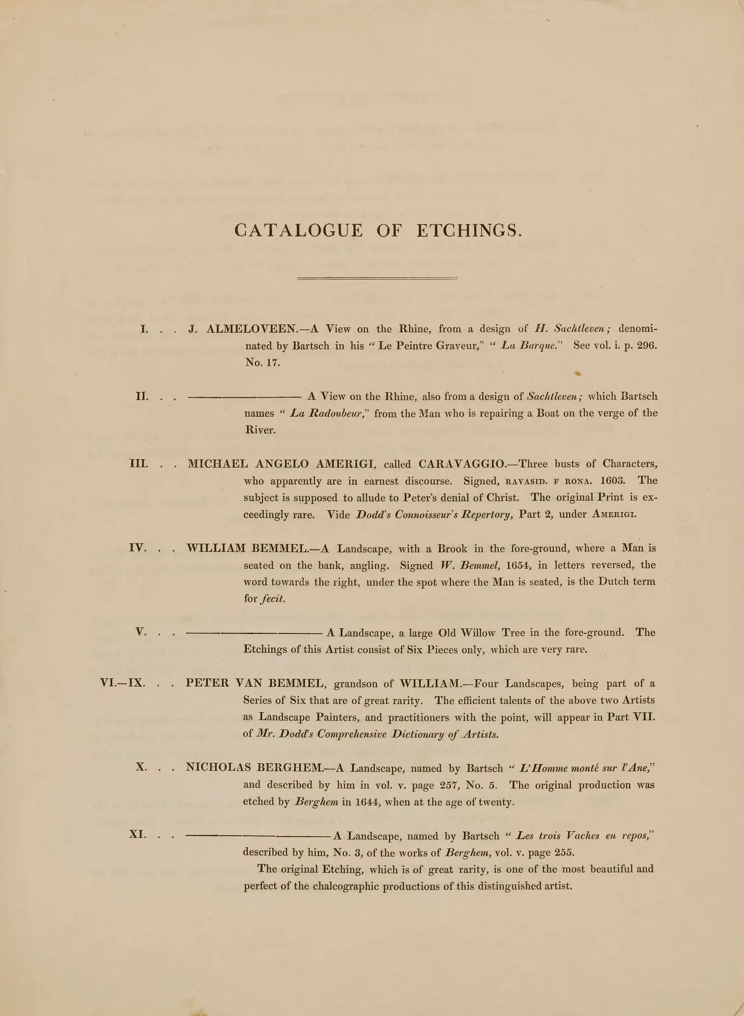 Catalogue of Etchings by Unidentified
