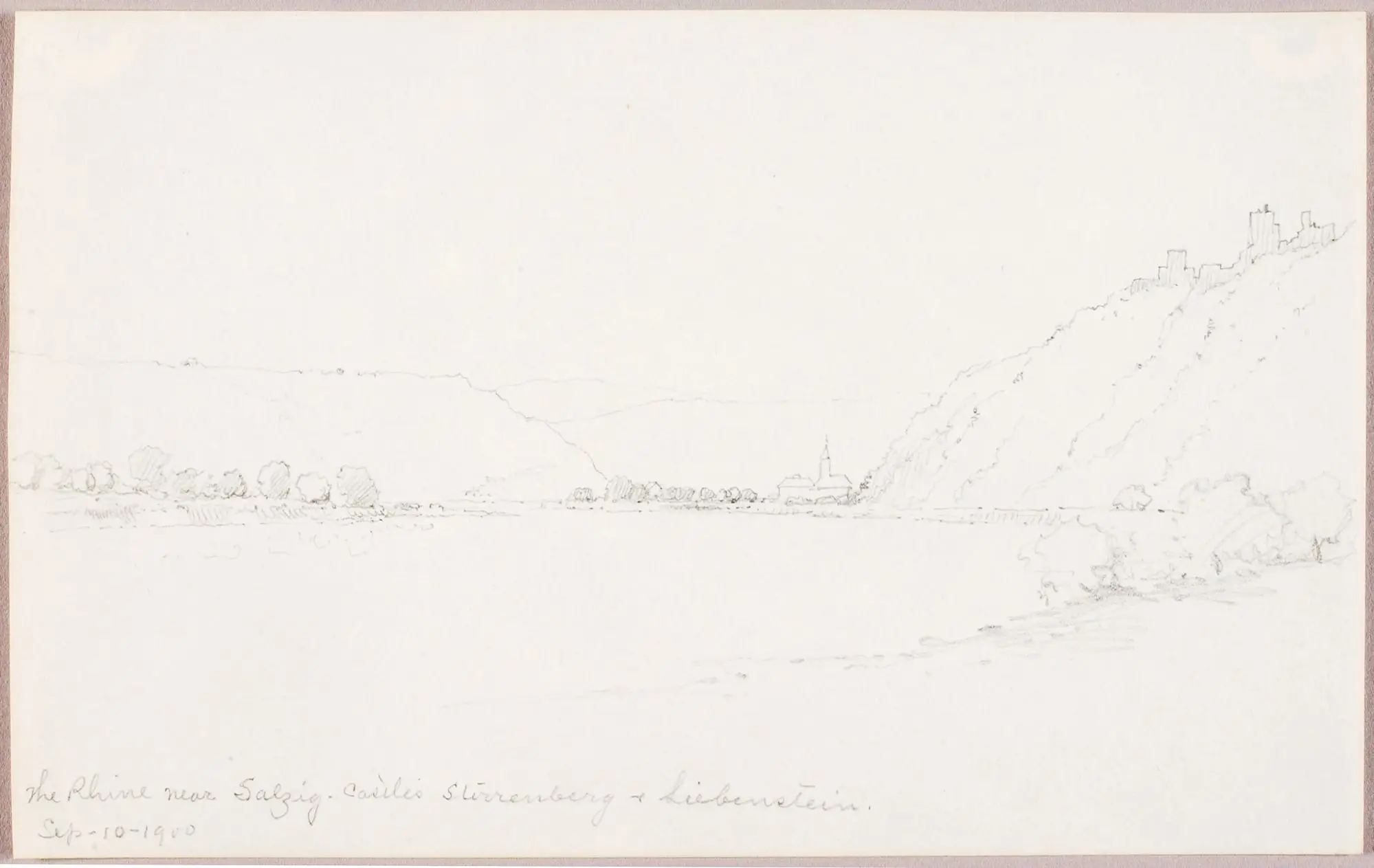 The Rhine near Salzig, Castles Stirrenberg and Liebenstein by George Elbert Burr,