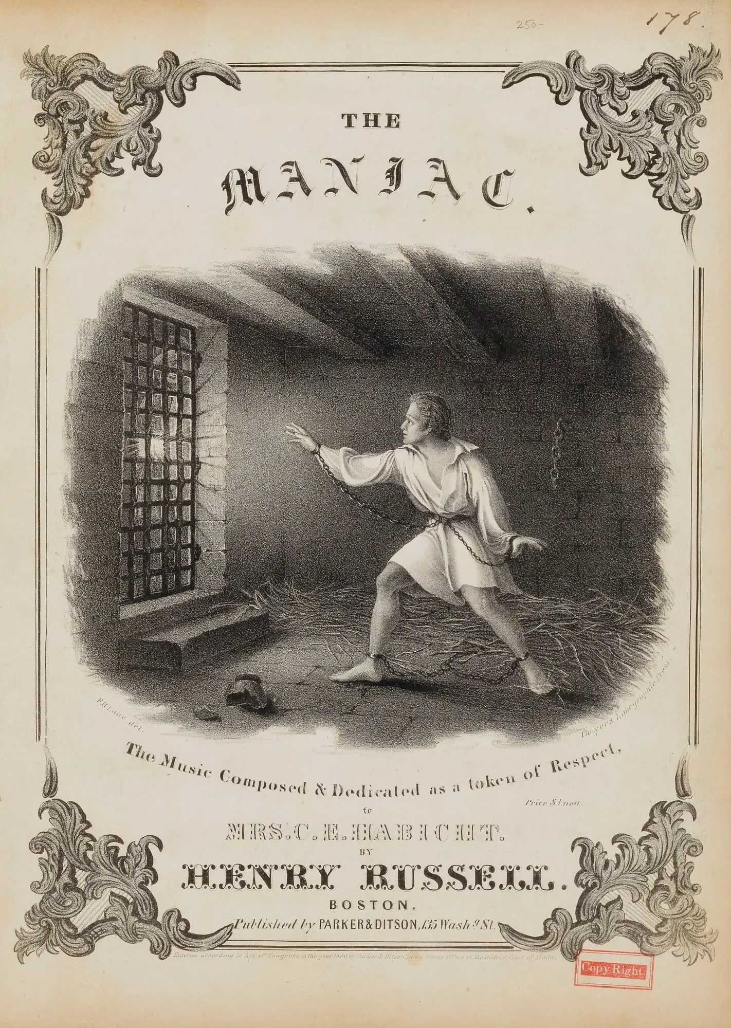 The Maniac (Sheet Music Cover) by Fitz Henry Lane,