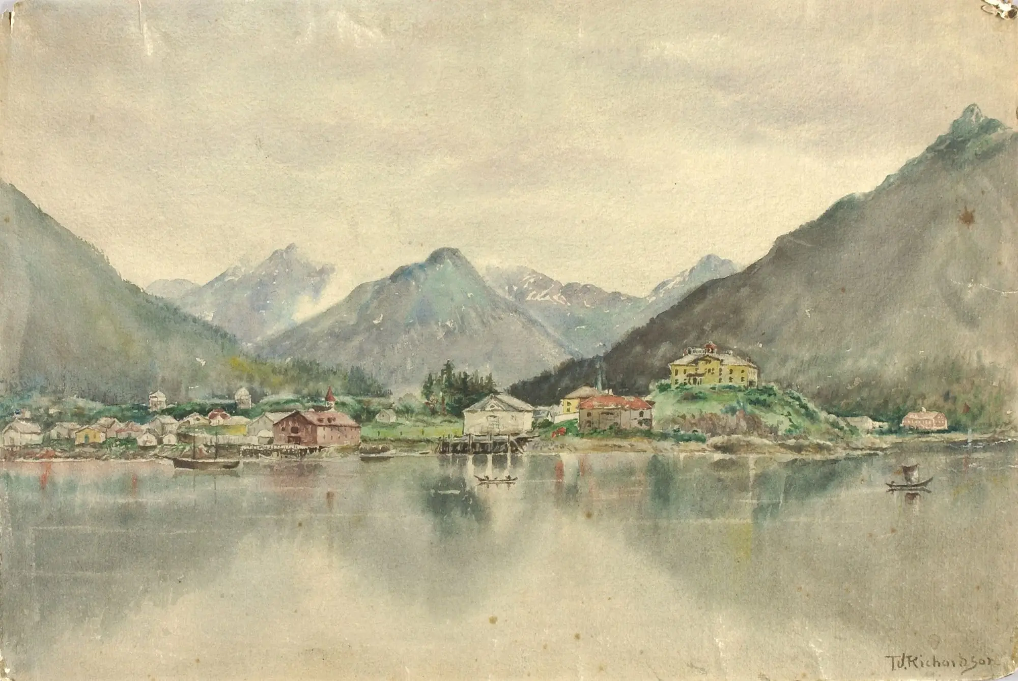 Sitka from the Islands, Showing Russian Castle, 1888 by Theodore J. Richardson,