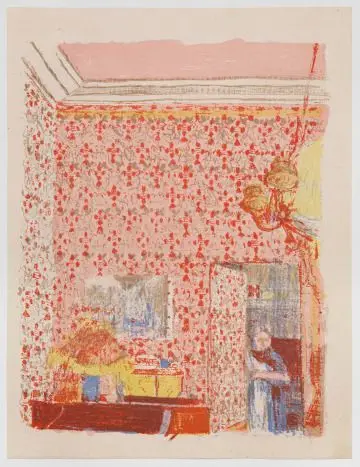 Interior with Pink Wallpaper I, from the series... by Édouard Vuillard, French