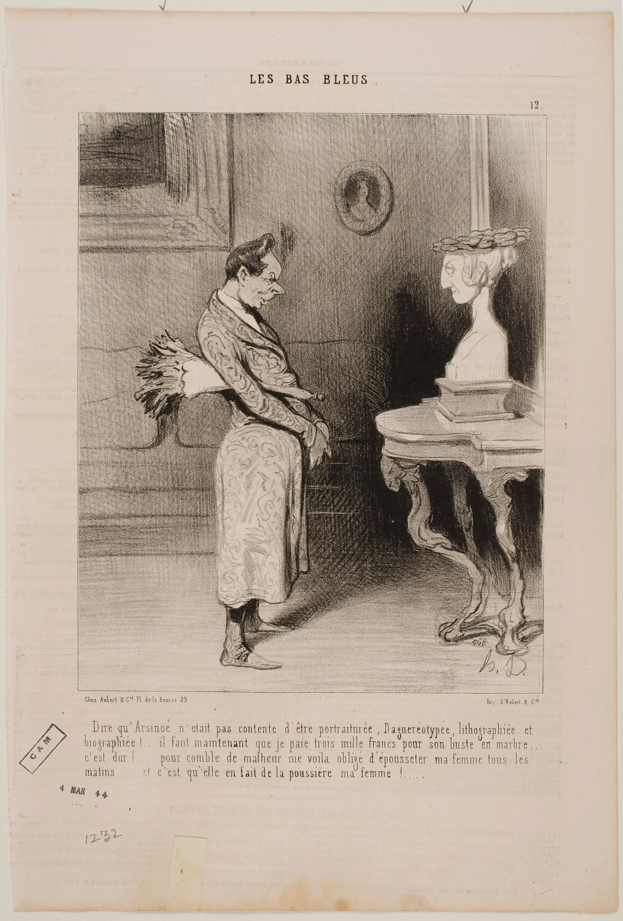 As if it wasn’t enough for Arsinoé to have her portrait painted, her photograph taken, lithographed, and her biography written! by Honoré Daumier, French