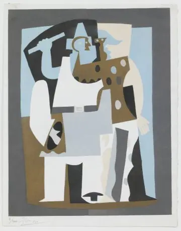 Abstraction – Pierrot and Brown Harlequin, Standing by Pablo Picasso, Spanish