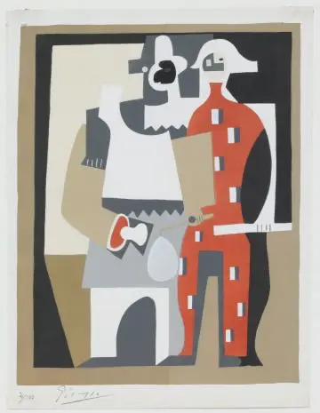 Abstraction – Pierrot and Red Harlequin, Standing by Pablo Picasso, Spanish