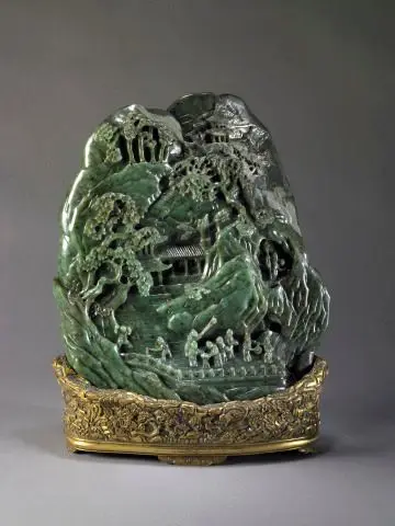 Boulder with Design of Mountainous Landscape with Pavilions... by Chinese