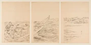 A Conflict on the Yalu River by Ogata Gessan, Japanese