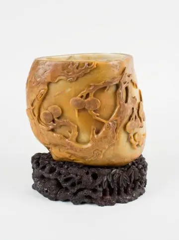Brushpot with Design of Pine Trees by Chinese